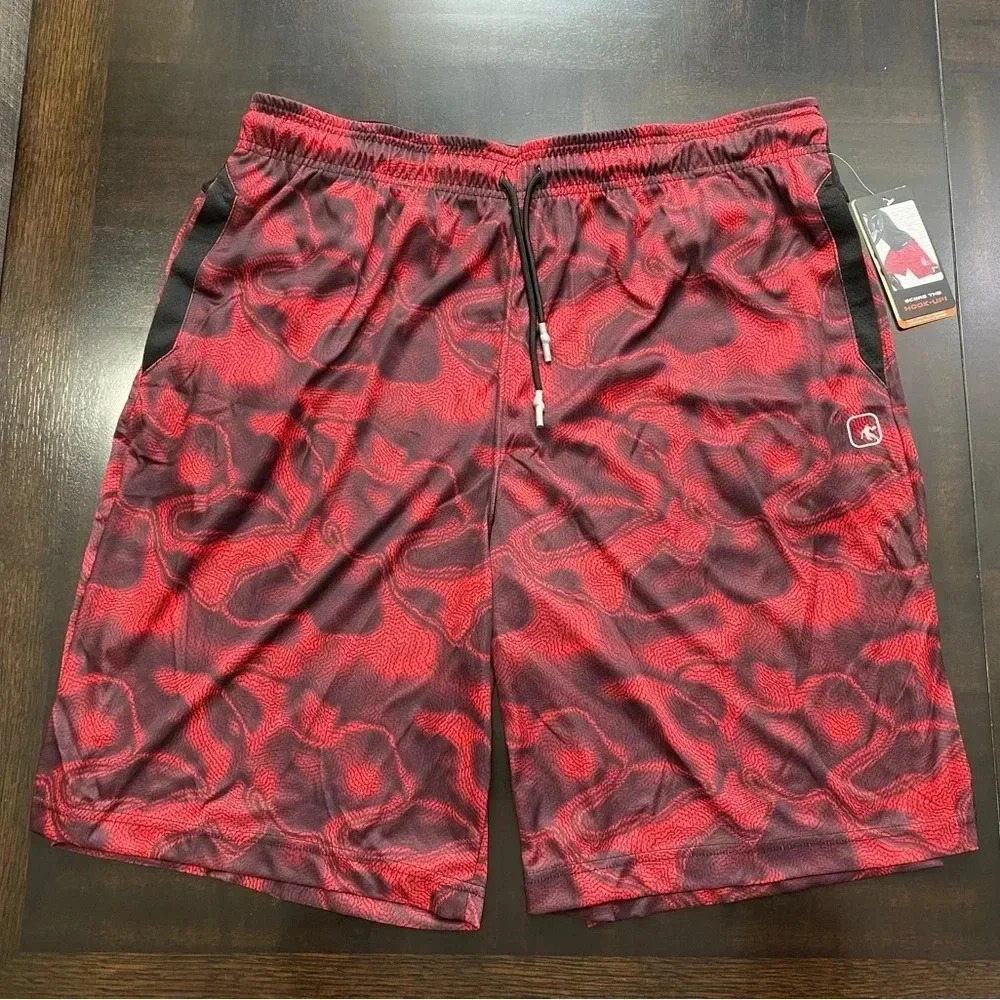 AND1 Racing Red Post Up Swirl Print Men Basketball Shorts NWT.